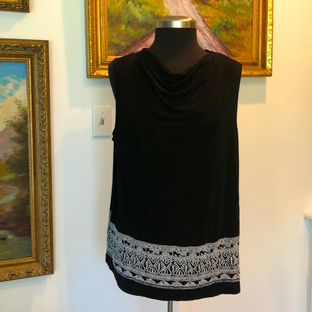 Preston & York B&W Sleeveless Cowl neck Top XL